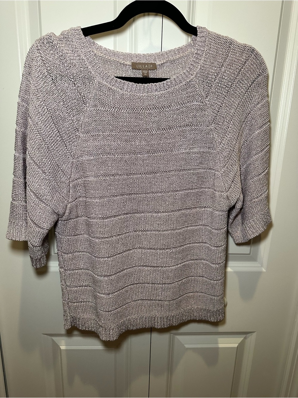 Lilla P Lavender Knit Short-Sleeve Sweater Cottage Core XS